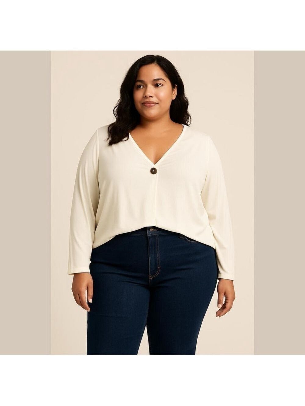 Soft Surroundings White Buttoned modal tshirt Blouse size 3X
